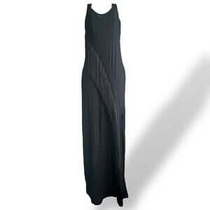 Haute Hippie Black Maxi Dress with Diagonal Fringe